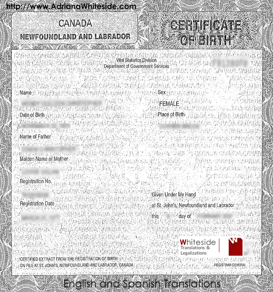 Birth Certificate to translate for the Cuban consulate
