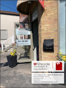Whiteside Translations and Legalizations in Toronto