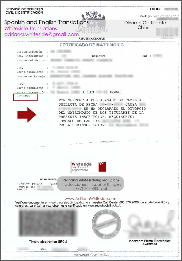 Certificado de Divorcio - Chile
