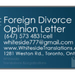 Foreign Divorce Opinion letter- Toronto