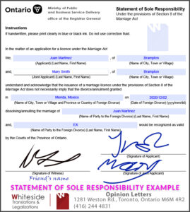 Statement of Solo Responsibility