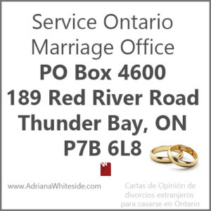 Direccion de Service Ontario para enviar documentación