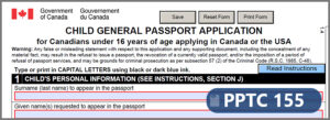 PPTC-155 Child passport appl