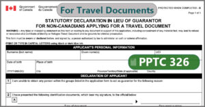 Statutory Declaration in Lieu of Guarantor - TRAVEL DOCUMENT