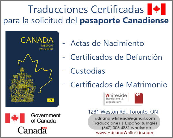 Tradducciones para passport Canada