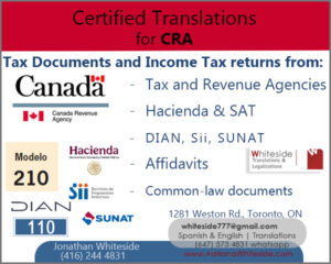 Certified translations for CRA